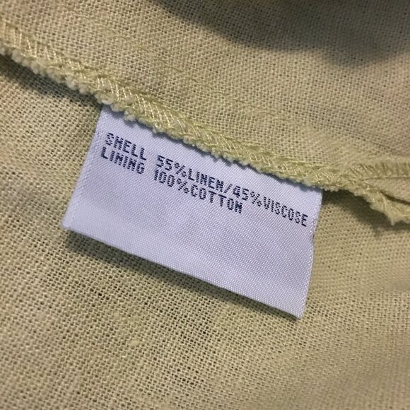 Paco Lime Green Linen Blend Sleeveless Button Up Utility Vest - Picture 8 of 14